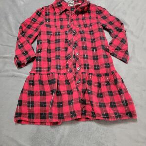 Pogo Club Dress Girls 7/8 Red Plaid Long Sleeve Christmas Formal Family Picture